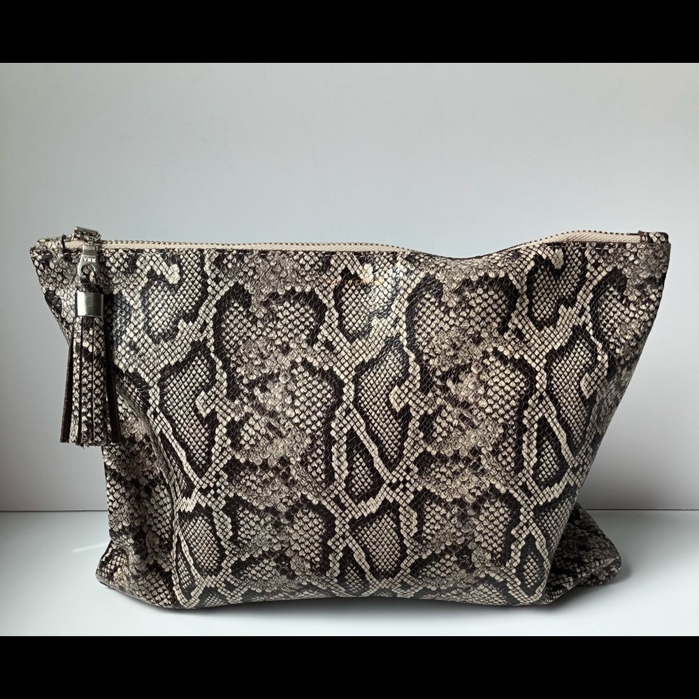 Tracey Tanner Snakeskin Print Leather Clutch Pouch Tracey Tanner Handbag